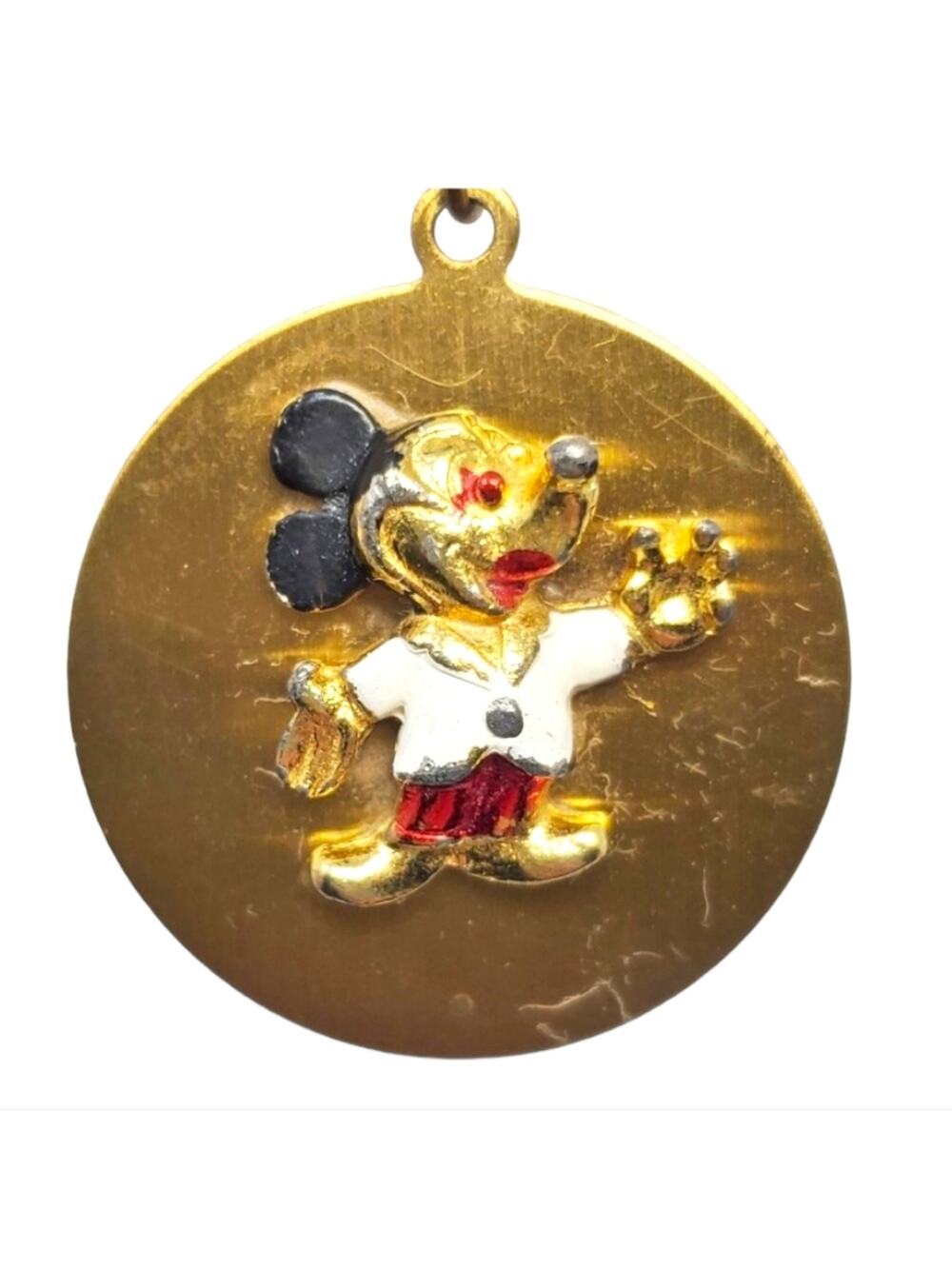 Vintage Disney Mickey Mouse 3-D Gold Pendant Necklace 60s